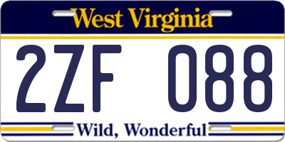 WV license plate 2ZF088