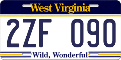 WV license plate 2ZF090