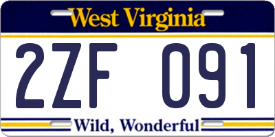 WV license plate 2ZF091