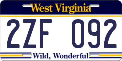 WV license plate 2ZF092
