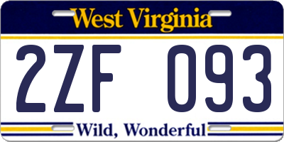 WV license plate 2ZF093