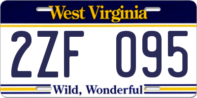 WV license plate 2ZF095