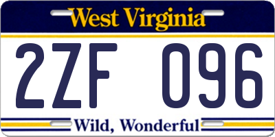 WV license plate 2ZF096