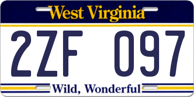 WV license plate 2ZF097