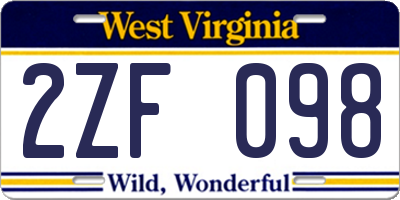 WV license plate 2ZF098