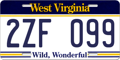 WV license plate 2ZF099