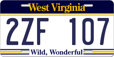 WV license plate 2ZF107