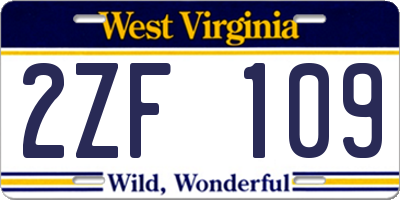 WV license plate 2ZF109