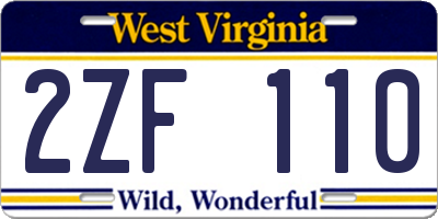 WV license plate 2ZF110