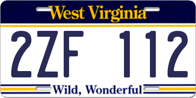 WV license plate 2ZF112