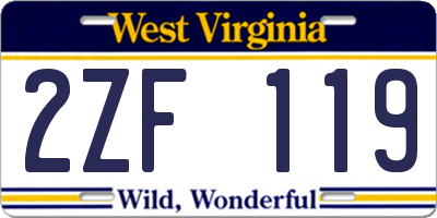 WV license plate 2ZF119
