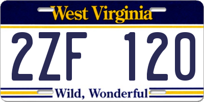 WV license plate 2ZF120