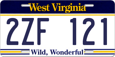 WV license plate 2ZF121
