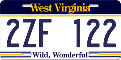 WV license plate 2ZF122