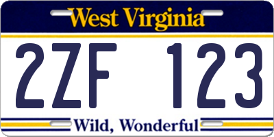 WV license plate 2ZF123