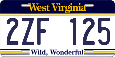 WV license plate 2ZF125
