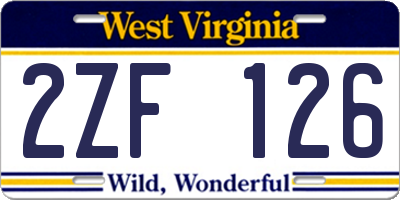 WV license plate 2ZF126