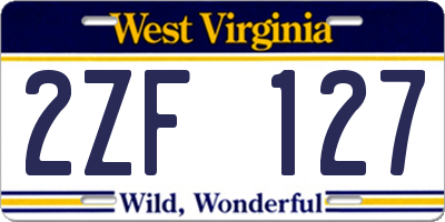 WV license plate 2ZF127