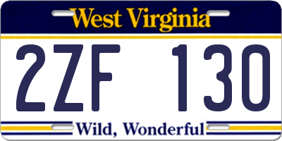 WV license plate 2ZF130