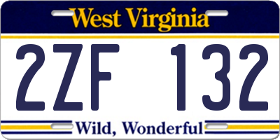 WV license plate 2ZF132