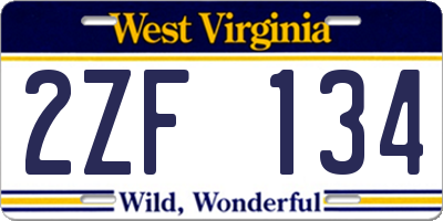 WV license plate 2ZF134