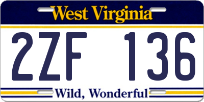 WV license plate 2ZF136