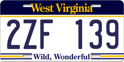 WV license plate 2ZF139
