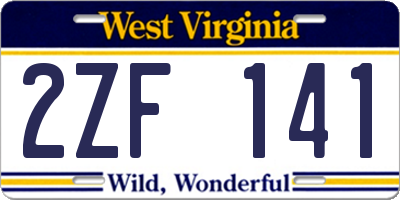 WV license plate 2ZF141