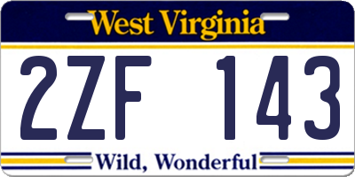 WV license plate 2ZF143