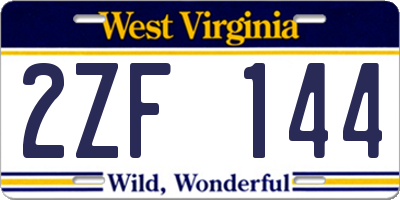 WV license plate 2ZF144
