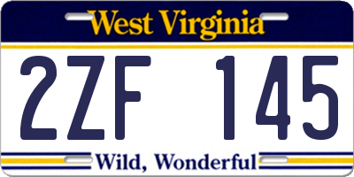 WV license plate 2ZF145