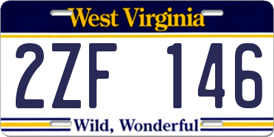 WV license plate 2ZF146