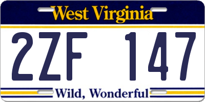 WV license plate 2ZF147