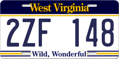 WV license plate 2ZF148