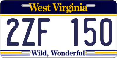 WV license plate 2ZF150