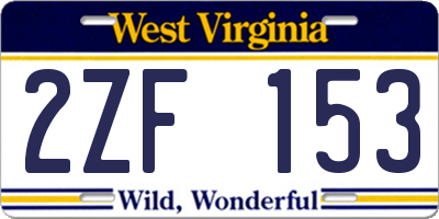 WV license plate 2ZF153