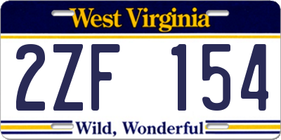WV license plate 2ZF154