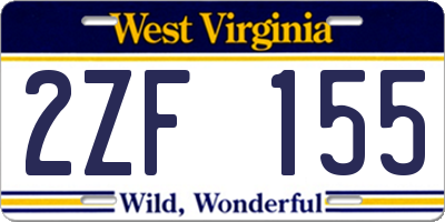 WV license plate 2ZF155