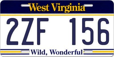 WV license plate 2ZF156