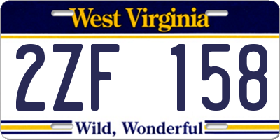 WV license plate 2ZF158