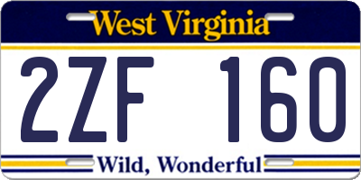 WV license plate 2ZF160