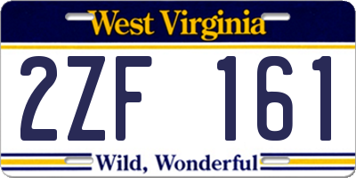 WV license plate 2ZF161