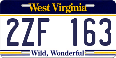 WV license plate 2ZF163