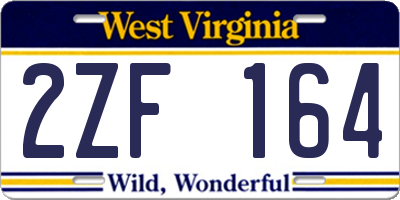 WV license plate 2ZF164
