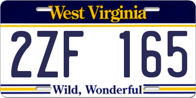 WV license plate 2ZF165