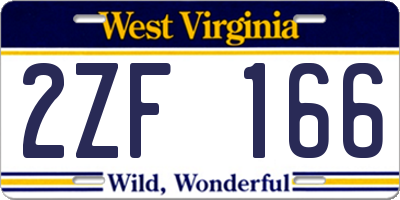 WV license plate 2ZF166