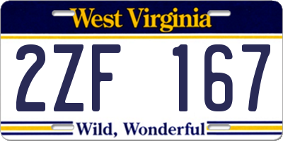 WV license plate 2ZF167