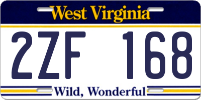 WV license plate 2ZF168