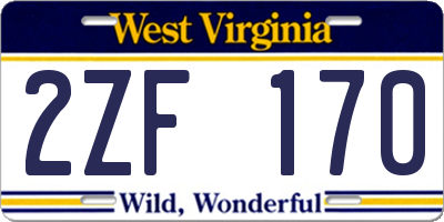 WV license plate 2ZF170