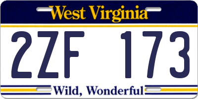 WV license plate 2ZF173